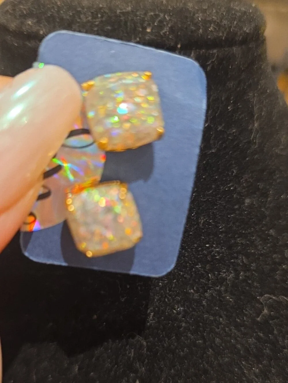 kate spade Gold-Tone Iridescent Opal Square Stud Earrings